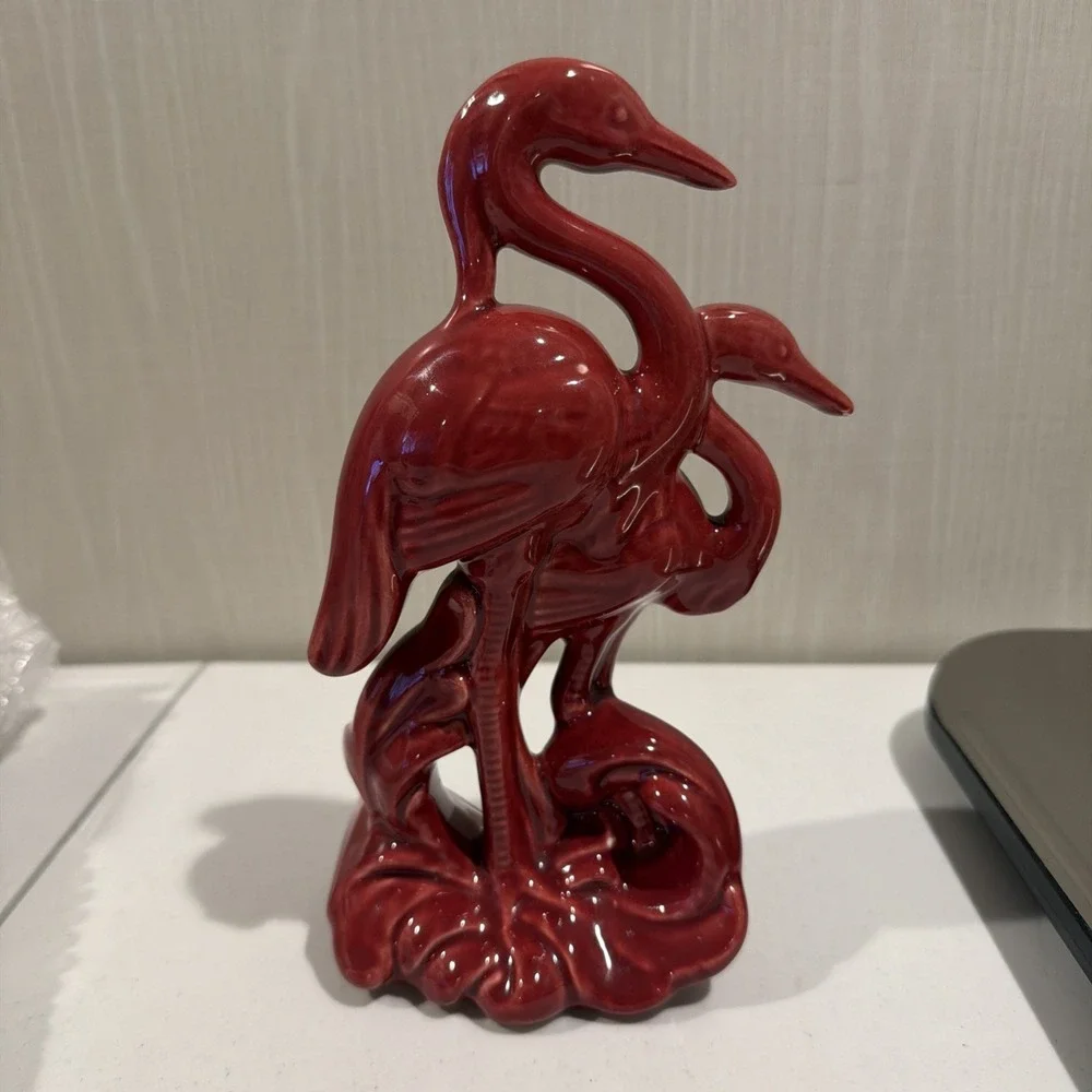 Vtg MCM Art deco Porcelain Double Flamingo‎ Figurine
